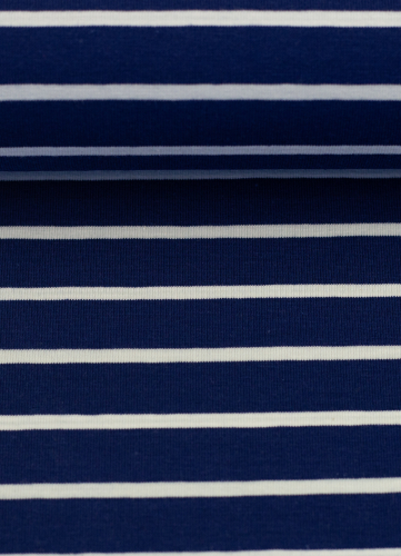 Jersey - Isa  - Streifen - dunkelblau - weiss